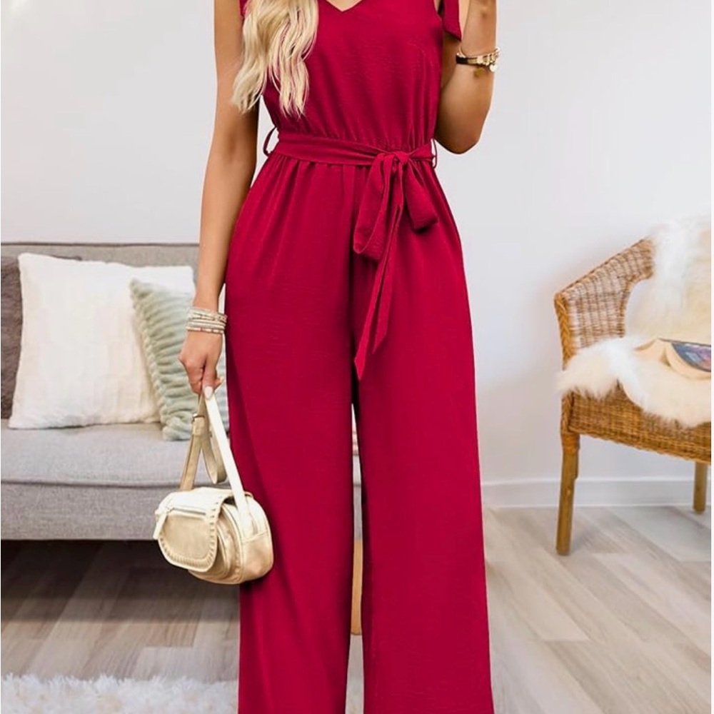 Amazon Red Sleeveless Jumpsuit